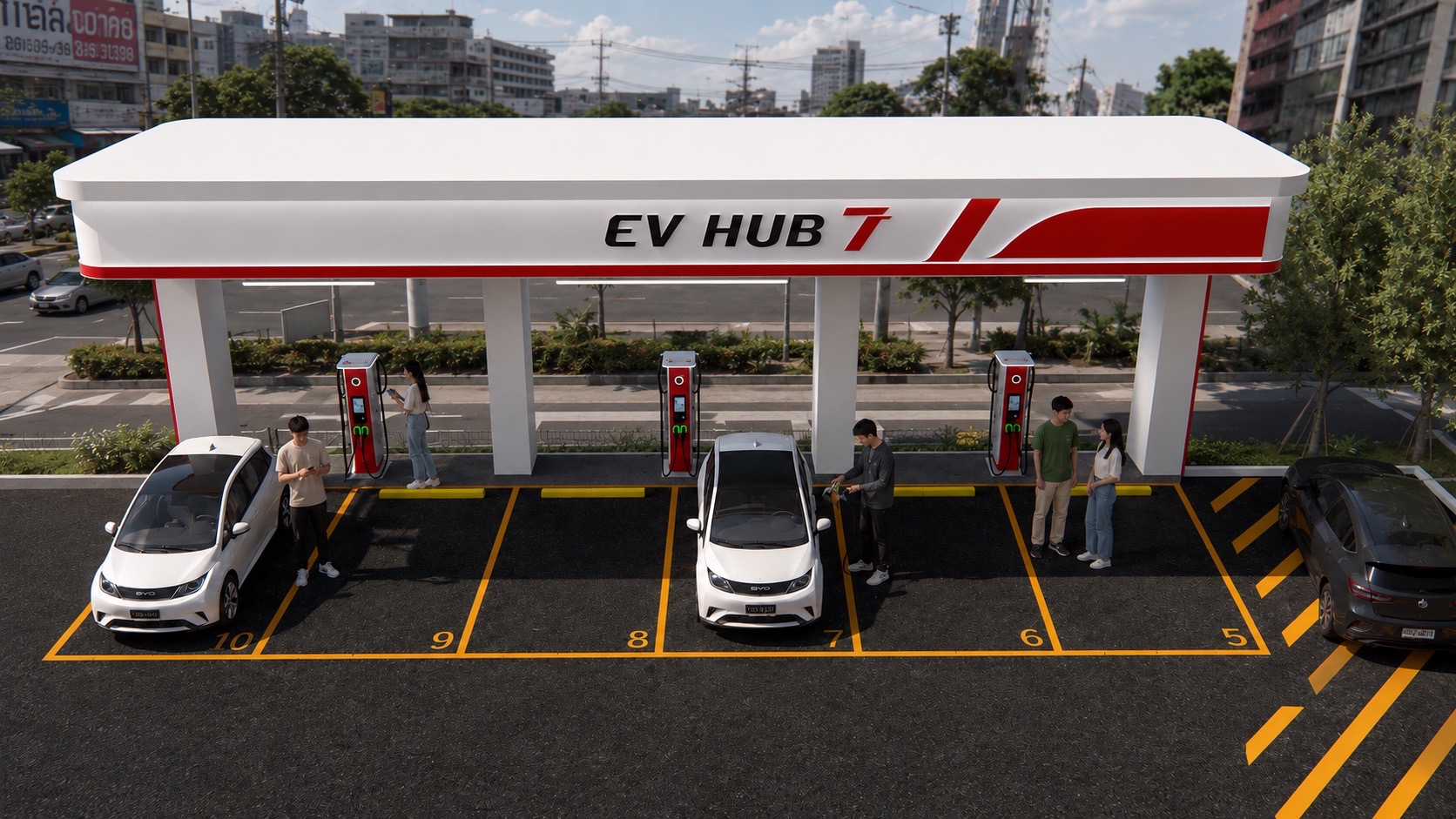 EV HUB 7 Charging Station Concept